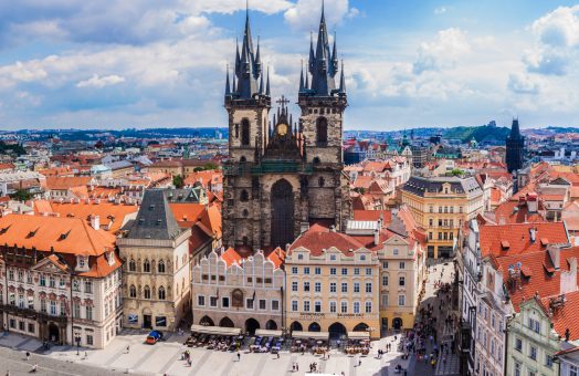 prague tours: tyn church in the old town square